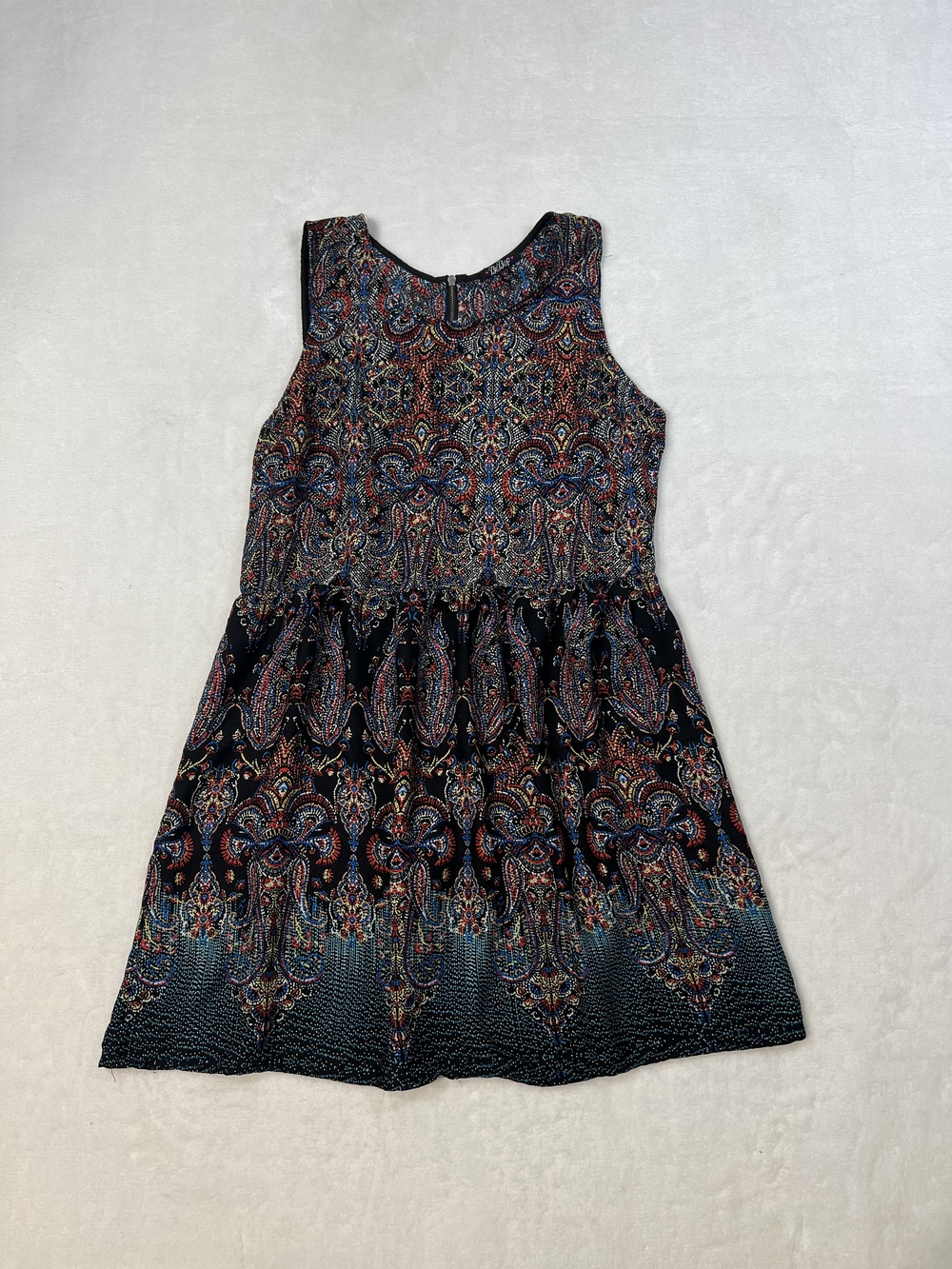 BeBop Sleeveless Paisley Print Women's Dress in Black and Blue